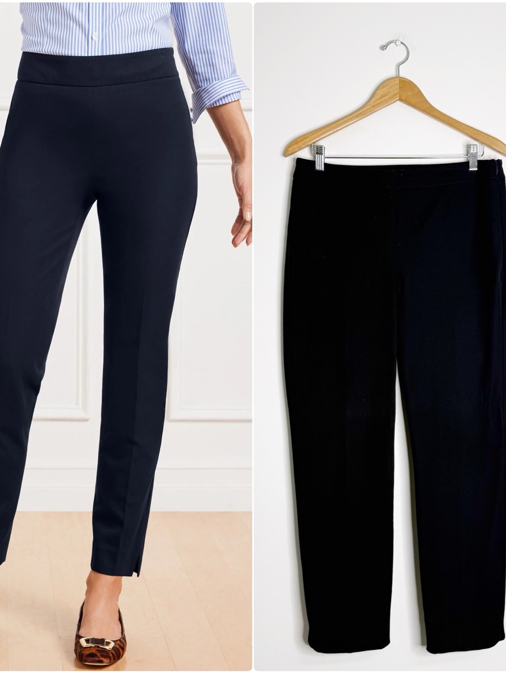 Talbots Chatham Ankle Pants Navy Size 8 Side Zip Stretch